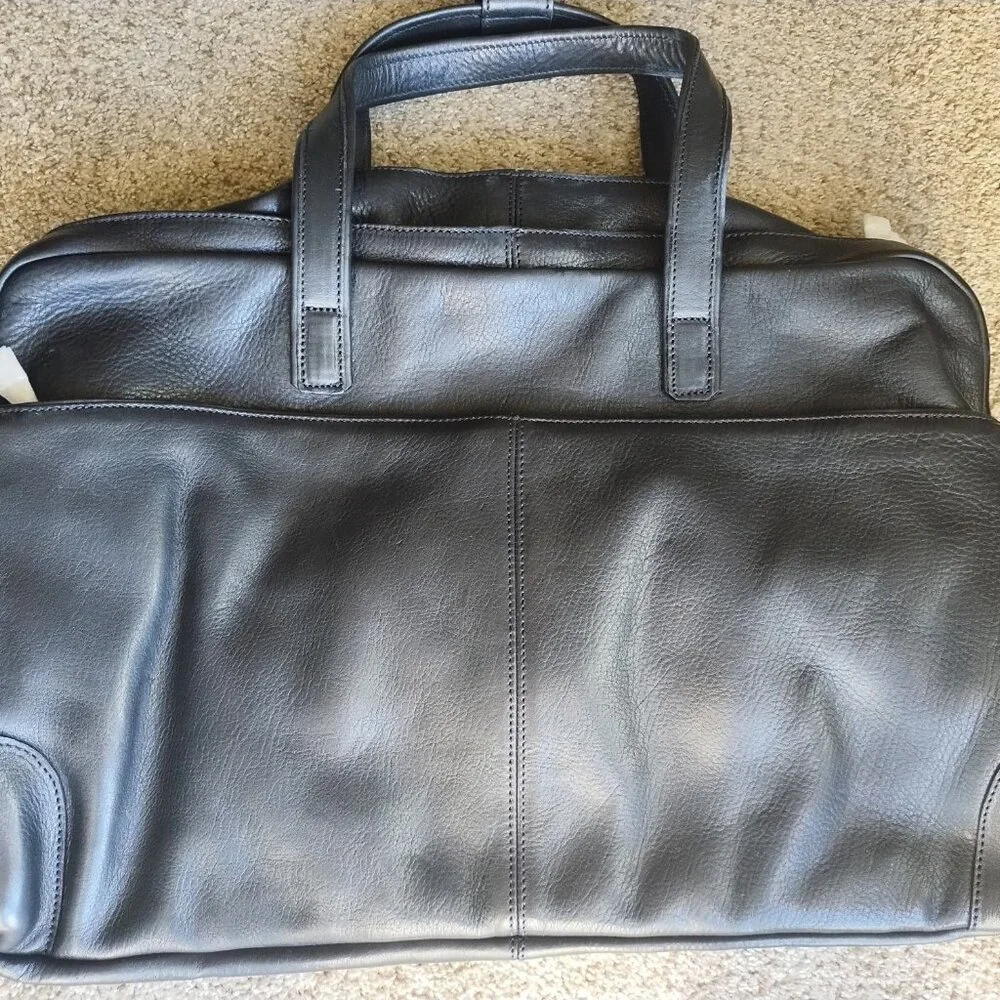 NWT Luxury Classic Black SADDLE LEATHER Carry-On Weekender Travel Duffle Bag 19